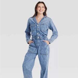 Denim Long Sleeve Jumpsuit